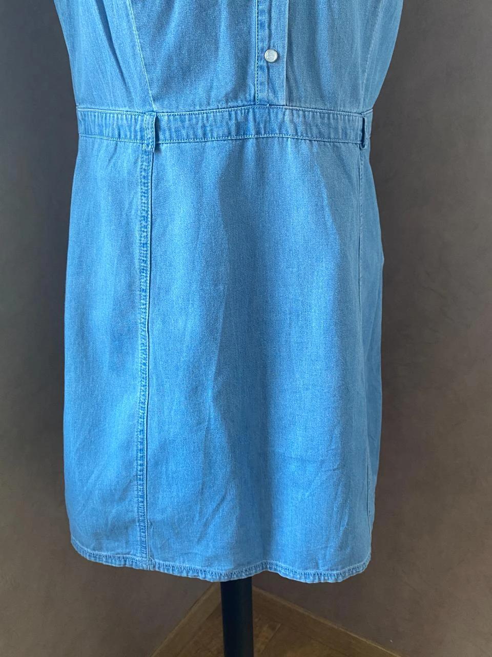 NAF NAF embroidered western style denim dress size 38 – light blue cotton, ruffled collar – photo 5